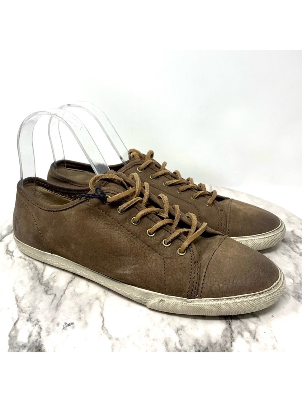 Frye Mindy Low Brown Nubuck Leather Sneaker 9 Casual Neutral Athleisure Bohemian